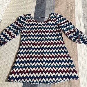 Speechless Zigzag Pattern Mini Dress - Blue, Red, White